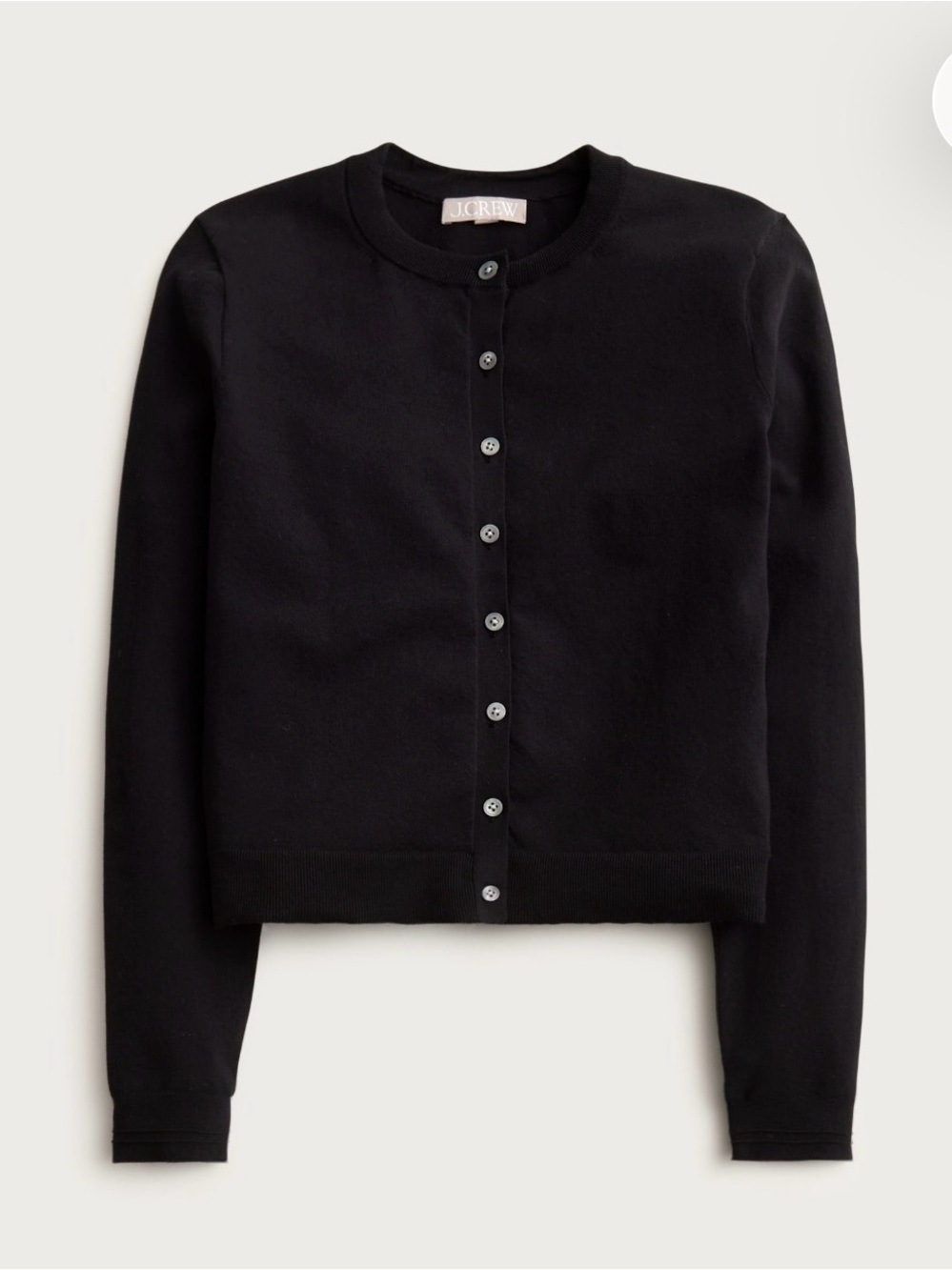 J. Crew Jackie Black Button-Front Crew Cardigan ultra fine cotton XS